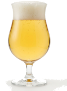 Belgisch sterk blond in het bijpassende glas