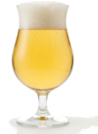 Belgisch sterk blond in het bijpassende glas