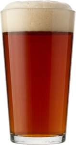 Internationale donkere lager in het bijpassende glas