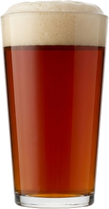 Internationale donkere lager in het bijpassende glas