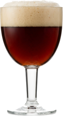 Quadrupel in het bijpassende glas
